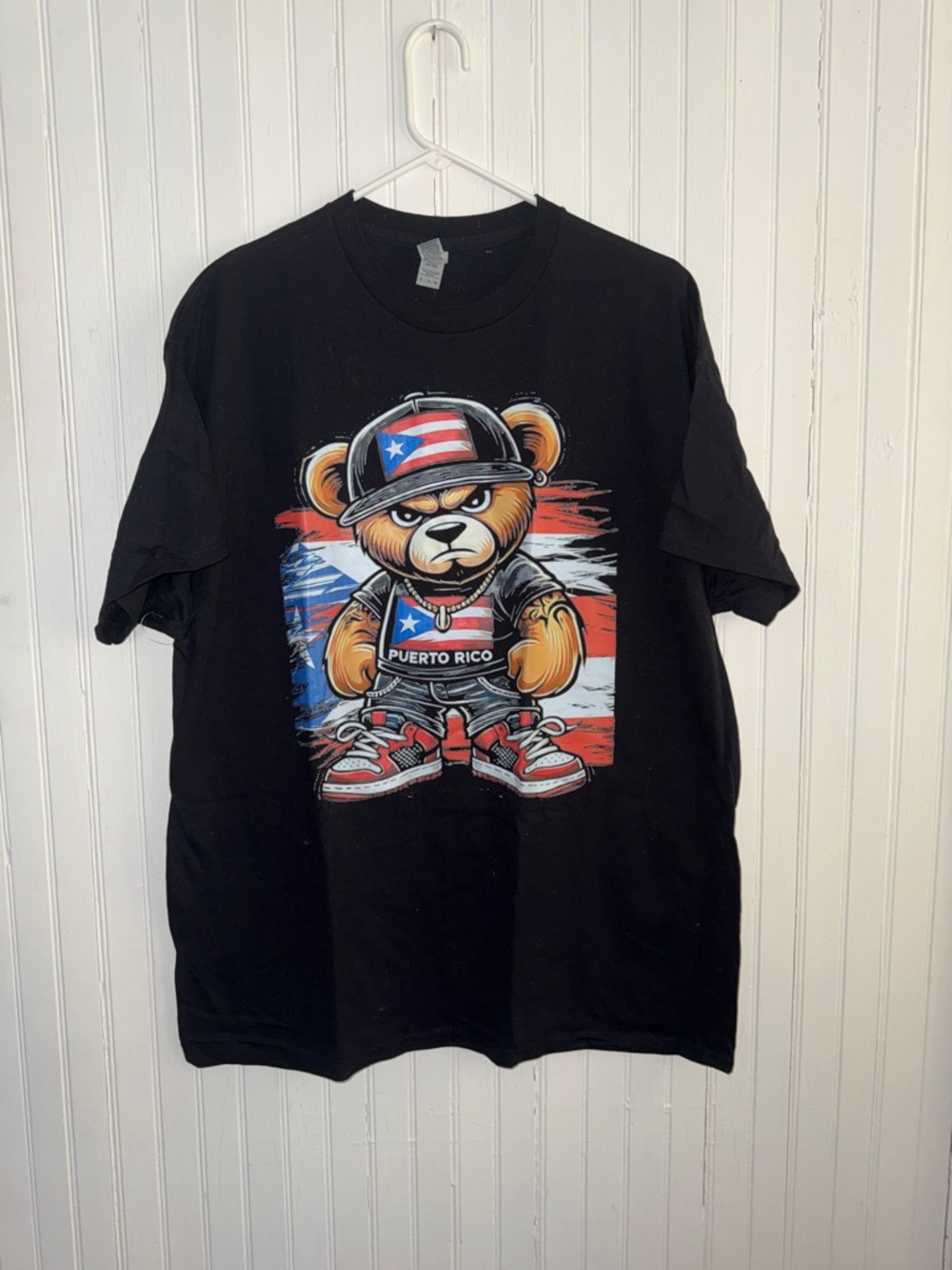 Puerto Rico Flag Hip Hop Teddy Bear Graphic T-Shirt -Gildan Heavy Cotton - XL
